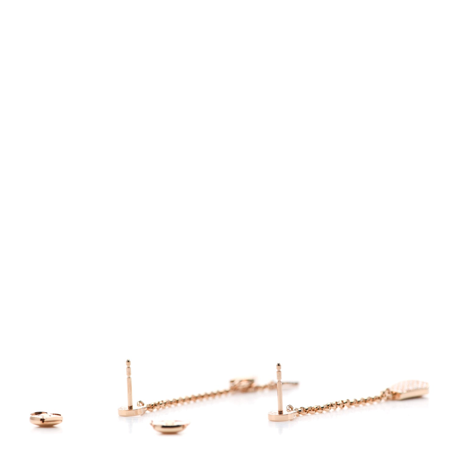 Hermes 18K Rose Gold Diamond Kelly Clochette Drop Earrings 3 of 5