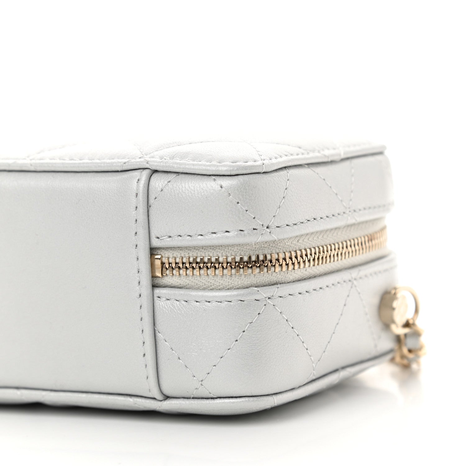 Chanel Metallic Lambskin Quilted Top Handle Vanity Case Silver 11 of 12