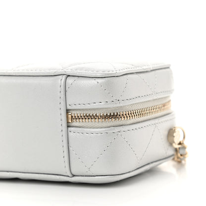 Chanel Metallic Lambskin Quilted Top Handle Vanity Case Silver 11 of 12