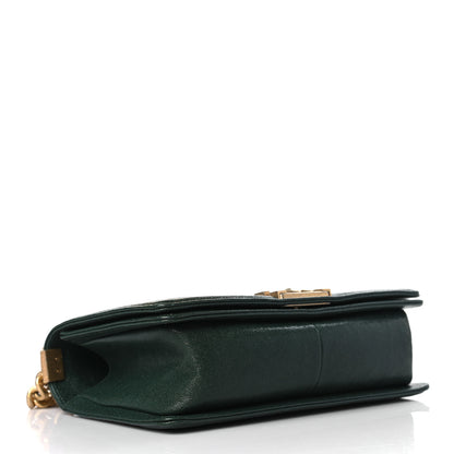 Chanel Caviar Chevron Quilted Medium Boy Flap Dark Green 4 of 9
