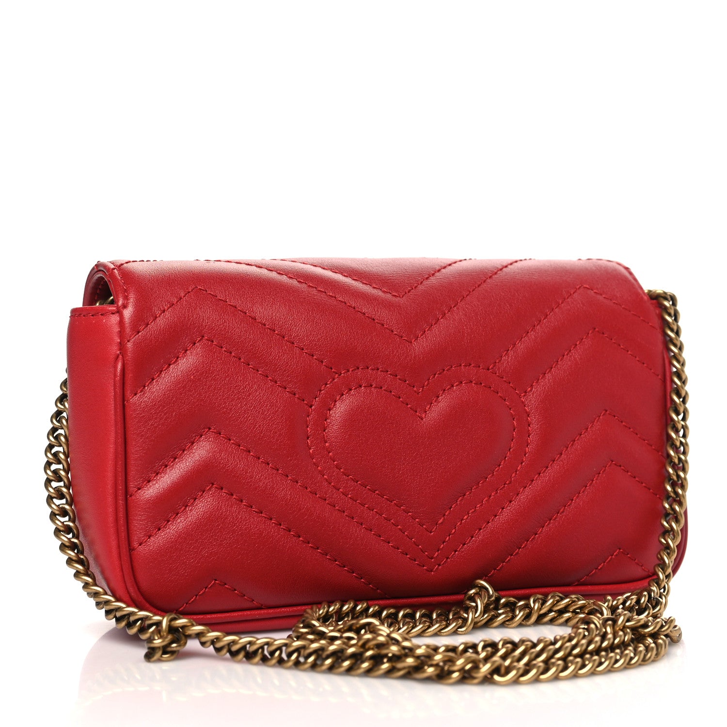 Gucci Calfskin Matelasse Super Mini GG Marmont Shoulder Bag Hibiscus Red 3 of 10