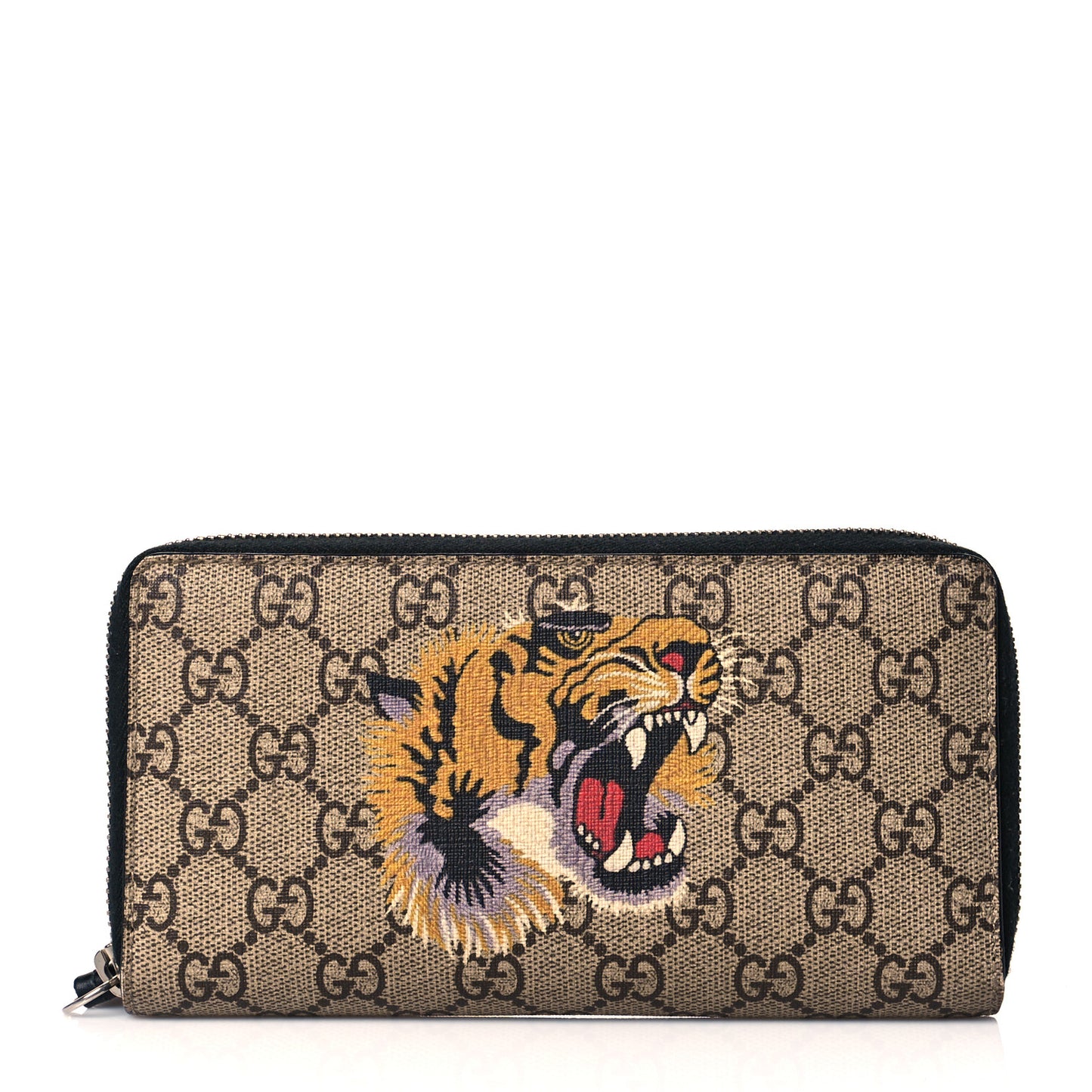 GG Supreme Monogram Tiger Zip Around Wallet