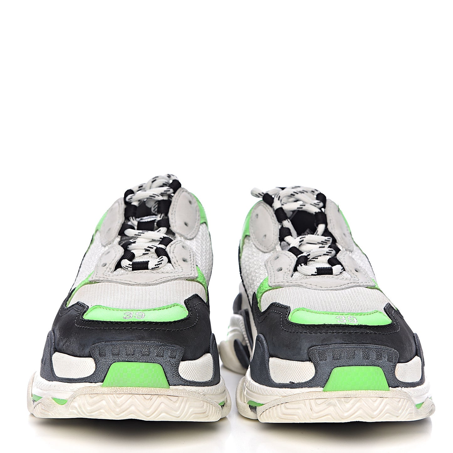 Fabric Mesh Womens Triple S Sneakers 39 White Green Fluo Black