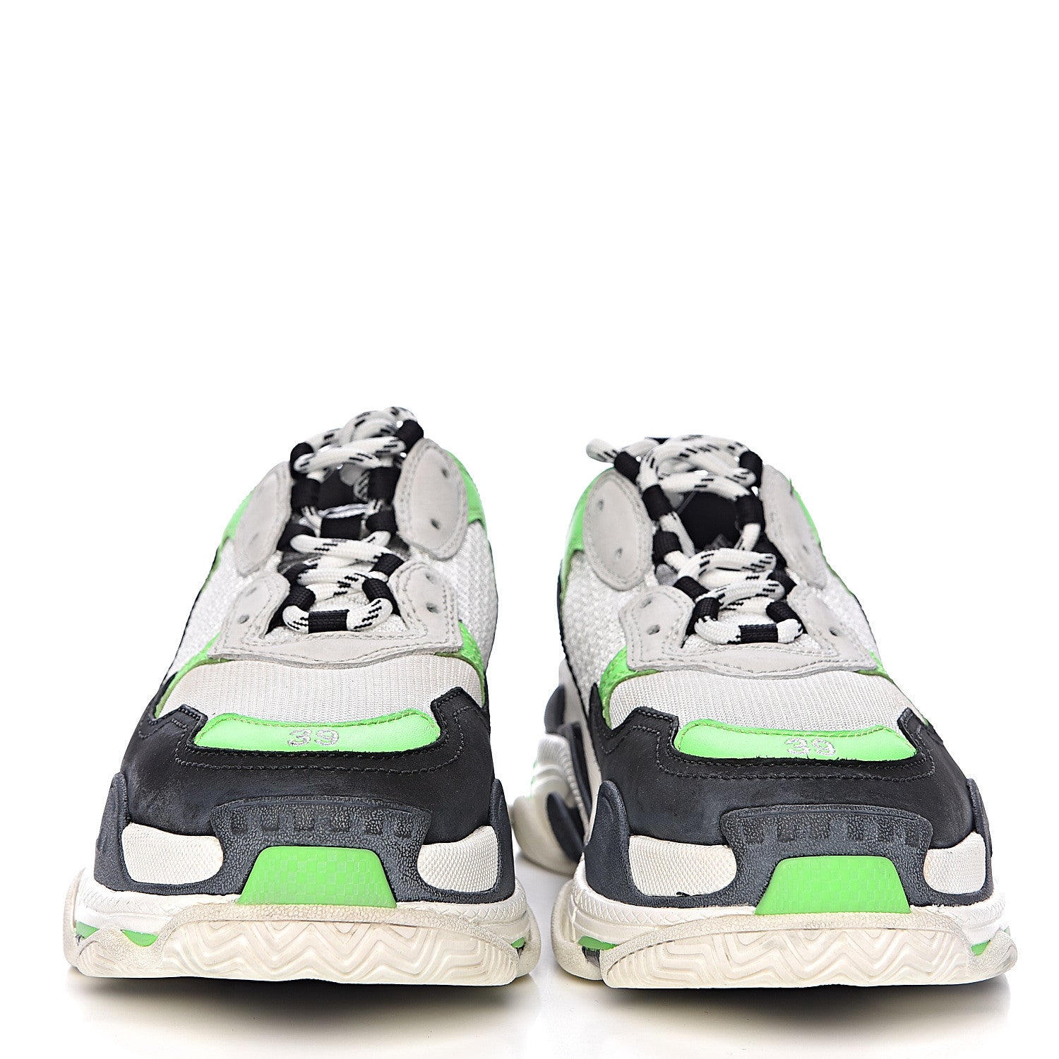 Balenciaga Fabric Mesh Womens Triple S Sneakers 39 White Green Fluo Black 2 of 8