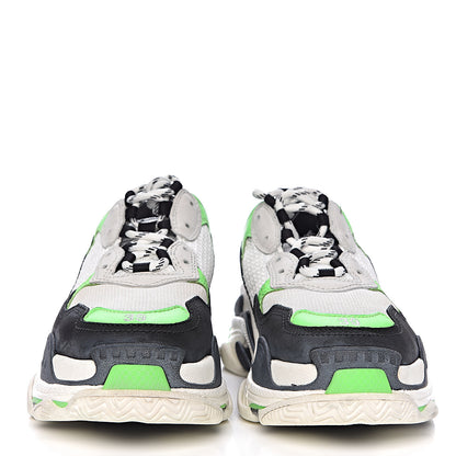 Balenciaga Fabric Mesh Womens Triple S Sneakers 39 White Green Fluo Black 2 of 8