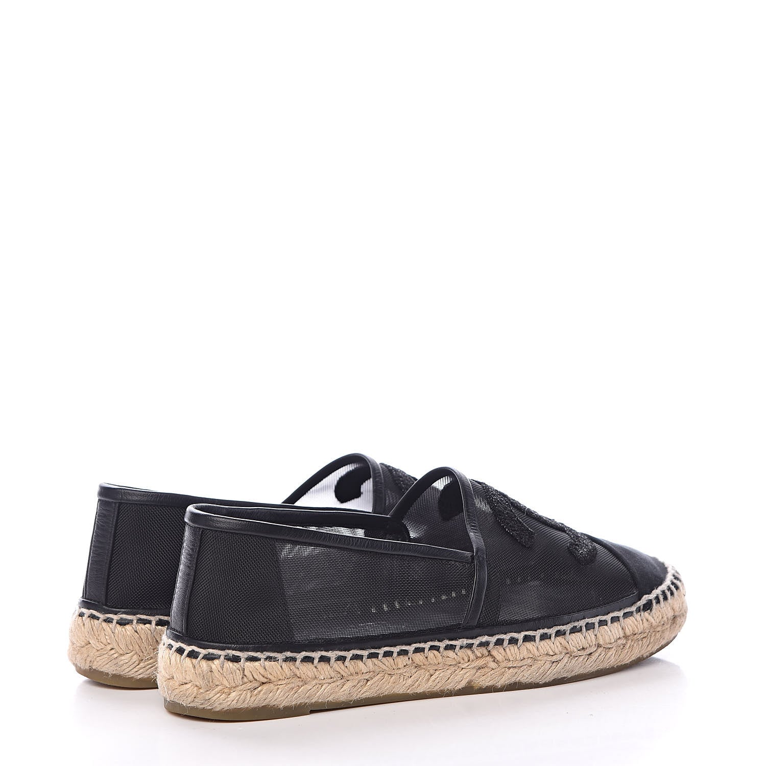 Chanel Mesh Grosgrain CC Espadrilles 35 Black 4 of 13