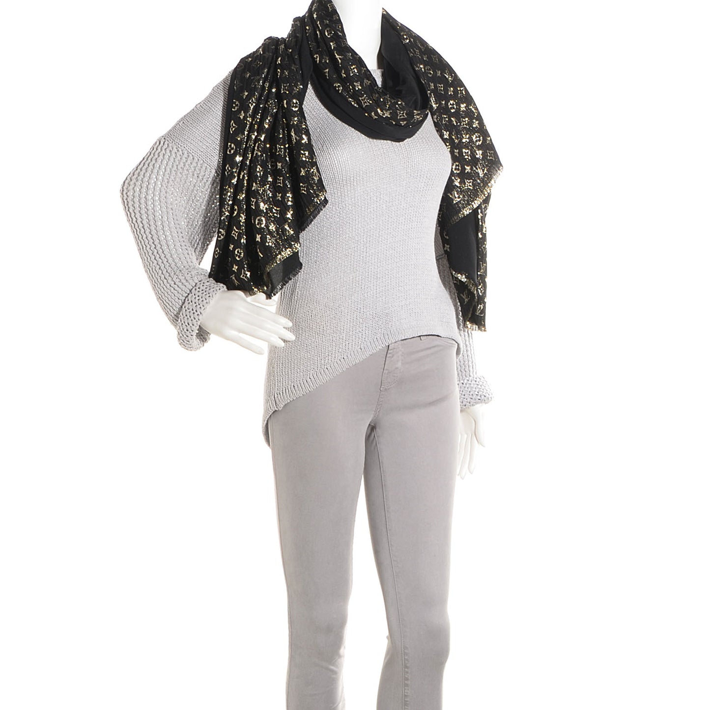 Monogram Silk So Glitter Stole Black