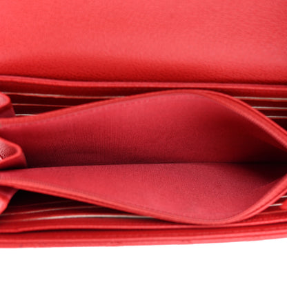 Chanel Grained Calfskin Quilted CC Box Flap Wallet Red 6 of 13