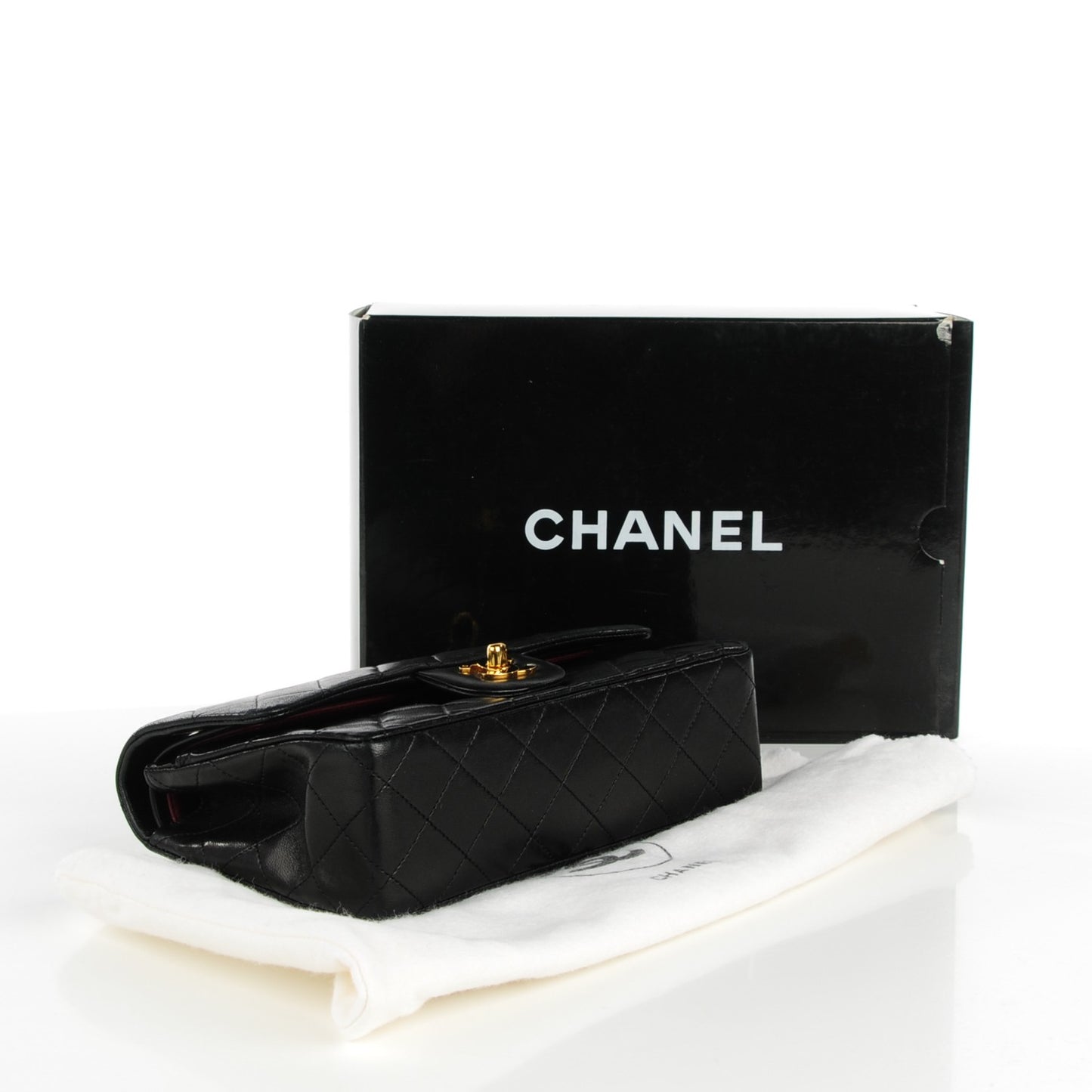 Lambskin Quilted Small Double Flap Black