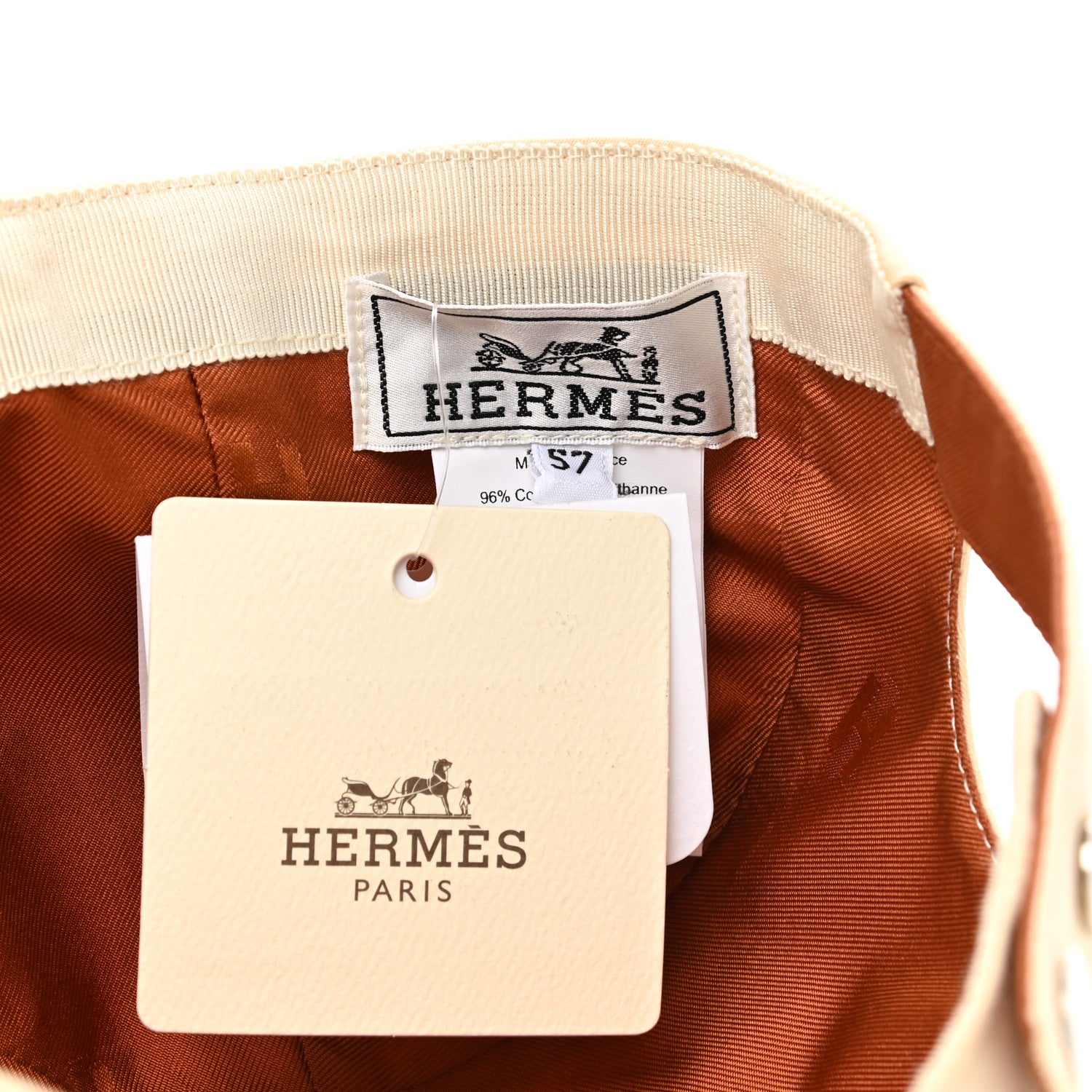 Hermes Cotton Davis H Primavera Cap 57 White Creme 8 of 9