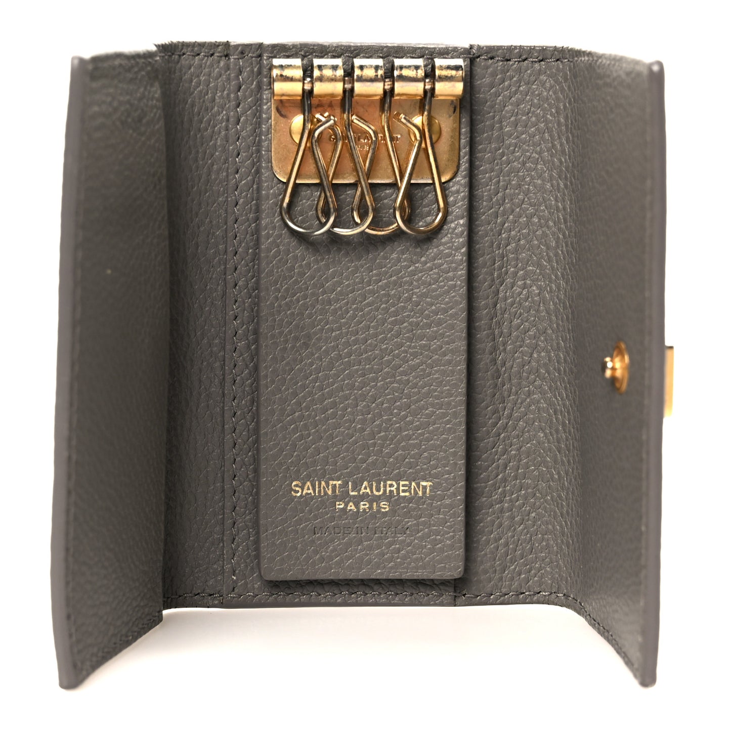 Grained Calfskin Monogram Key Case Grey