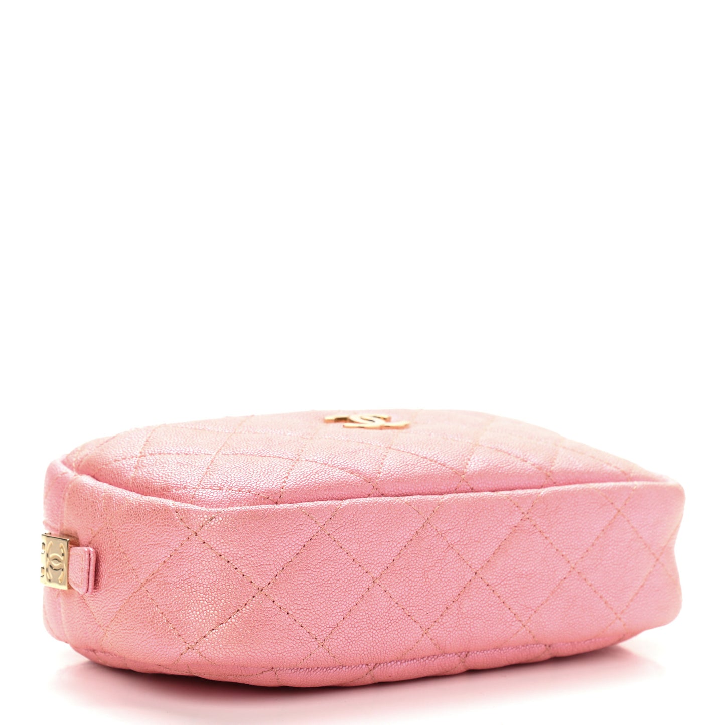 Iridescent Caviar Quilted Small Timeless Camera Case Pink