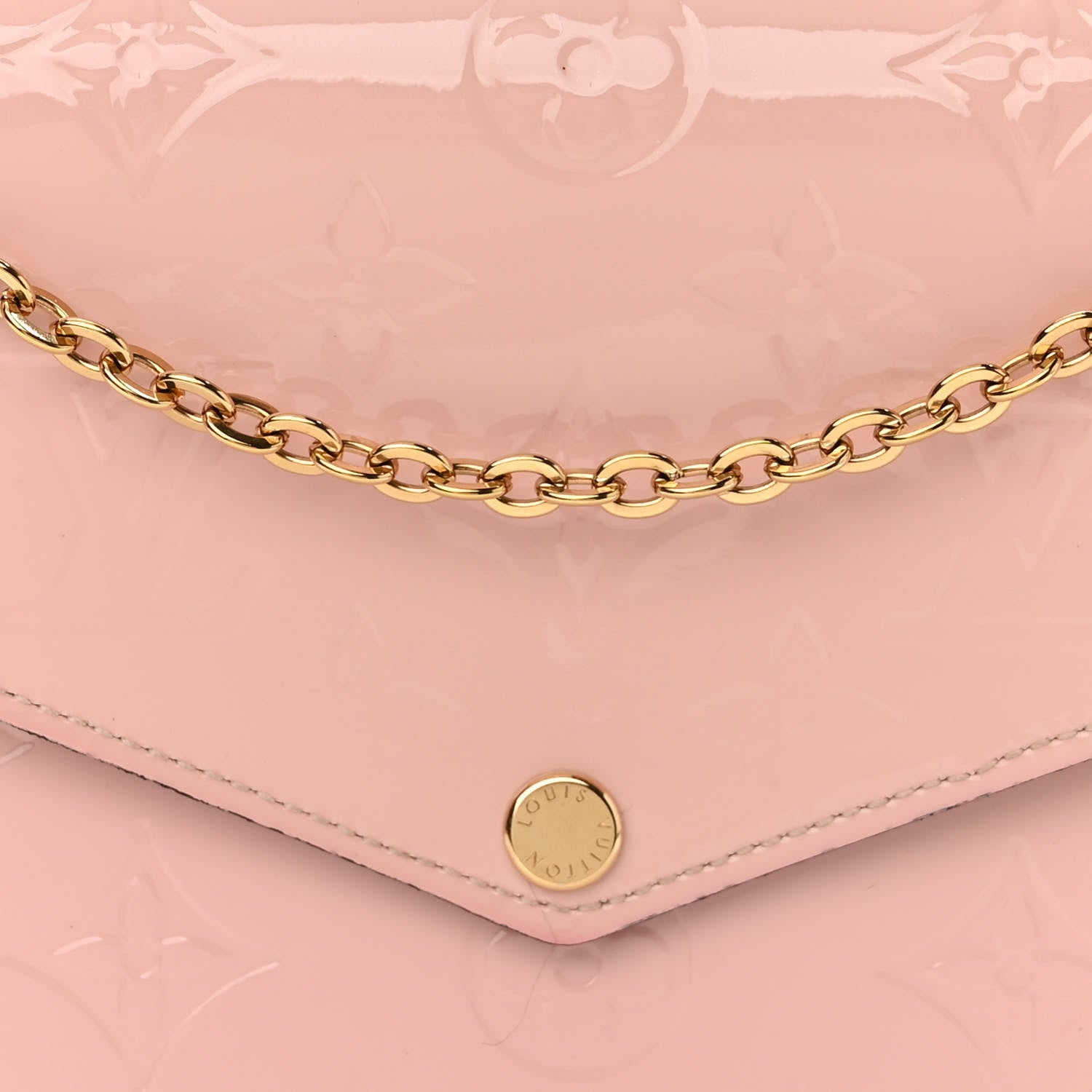 Louis Vuitton Vernis Felicie Chain Wallet Rose Ballerine 8 of 11
