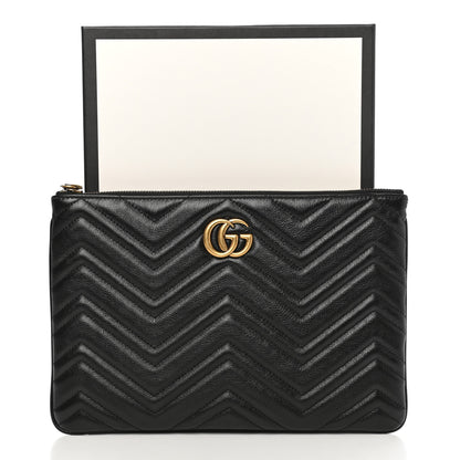 Gucci Azalea Calfskin Matelasse Heart GG Marmont Zip Pouch Black 8 of 8