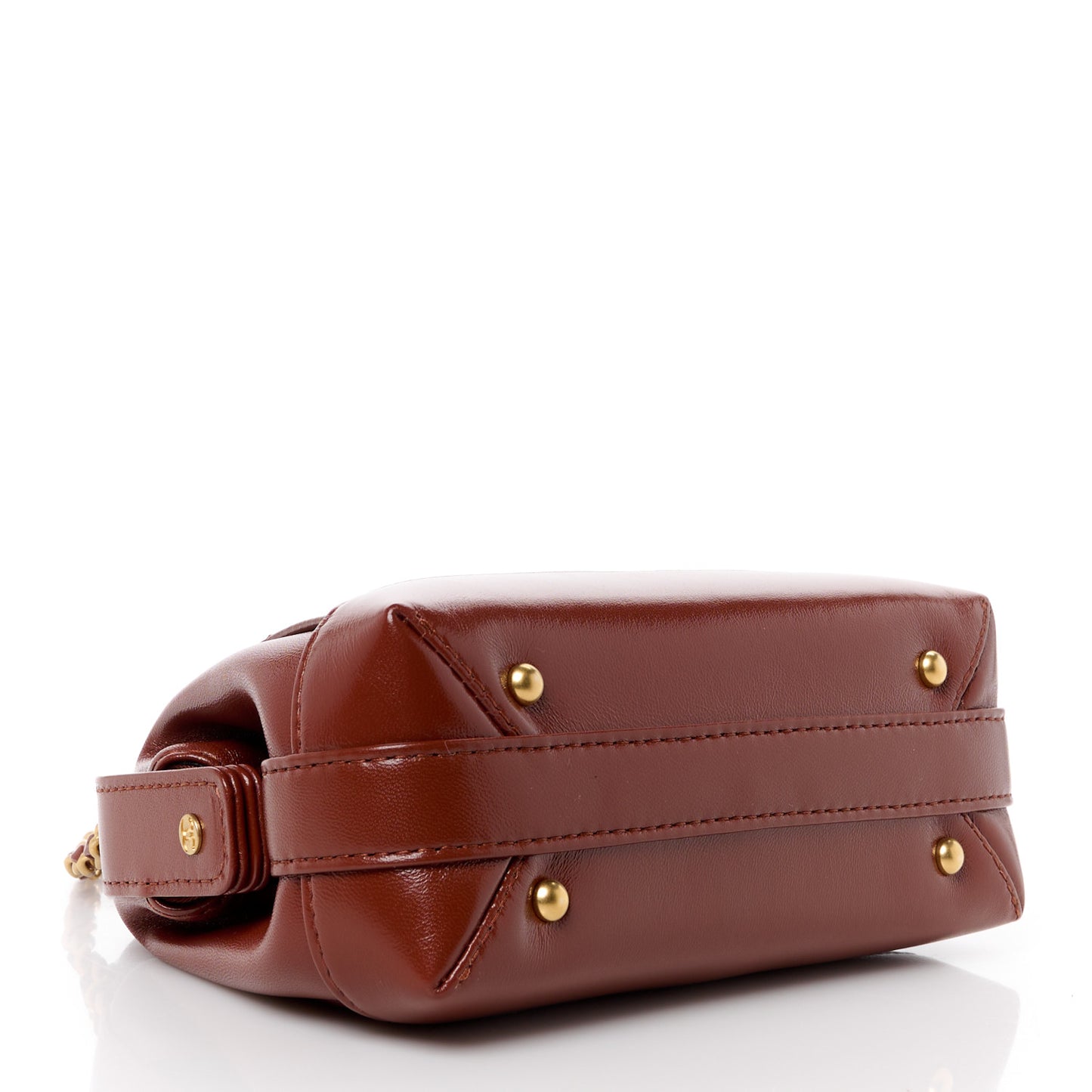 Shiny Lambskin Quilted Mini Cocodoc Top Handle Bag Brown