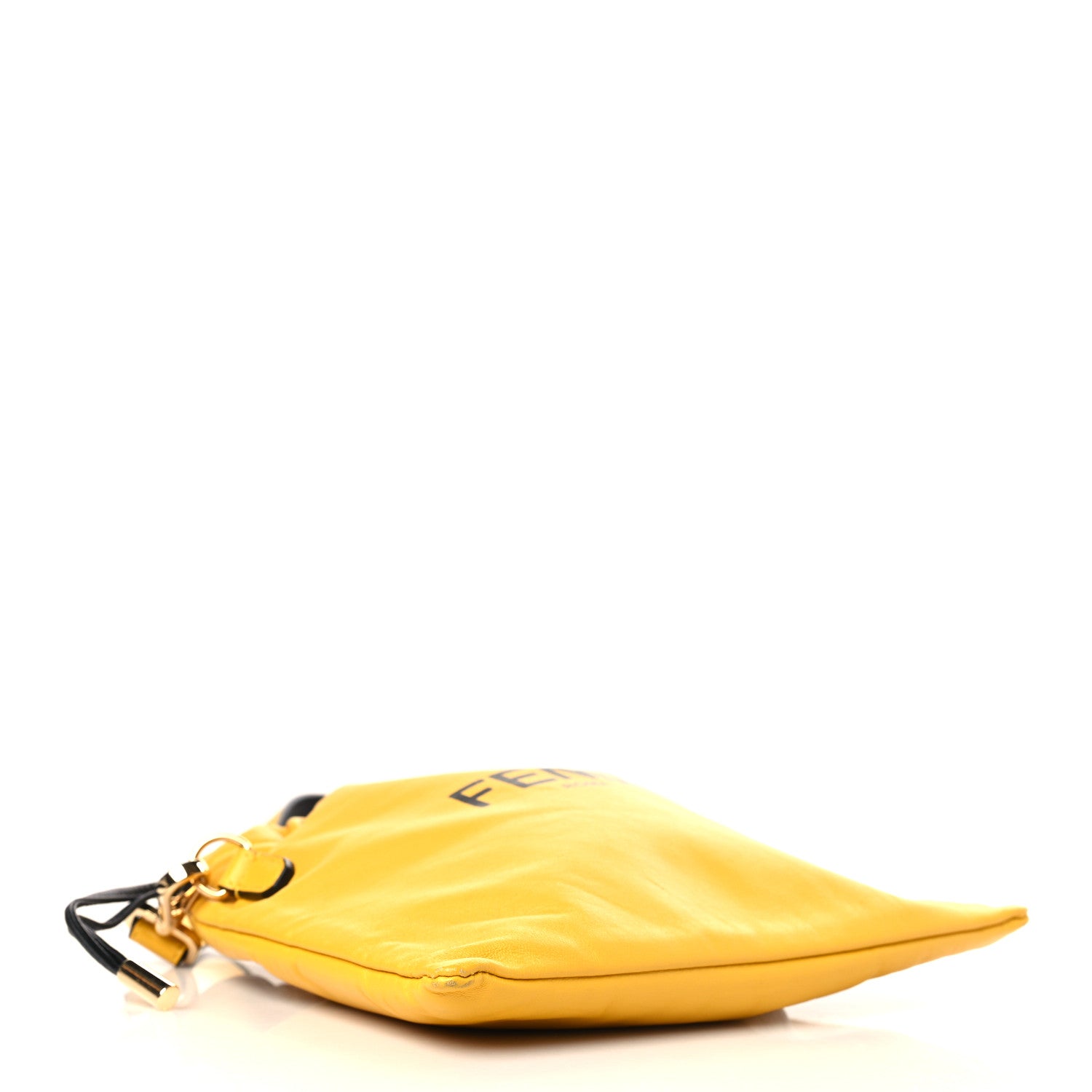 Fendi Soft Nappa Logo Small Drawstring Pouch Bag Sunflower Black 4 of 9