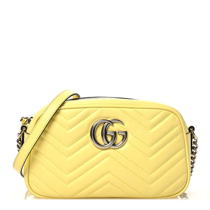 Gucci Calfskin Matelasse Small GG Marmont Chain Shoulder Bag Banana 1 of 10