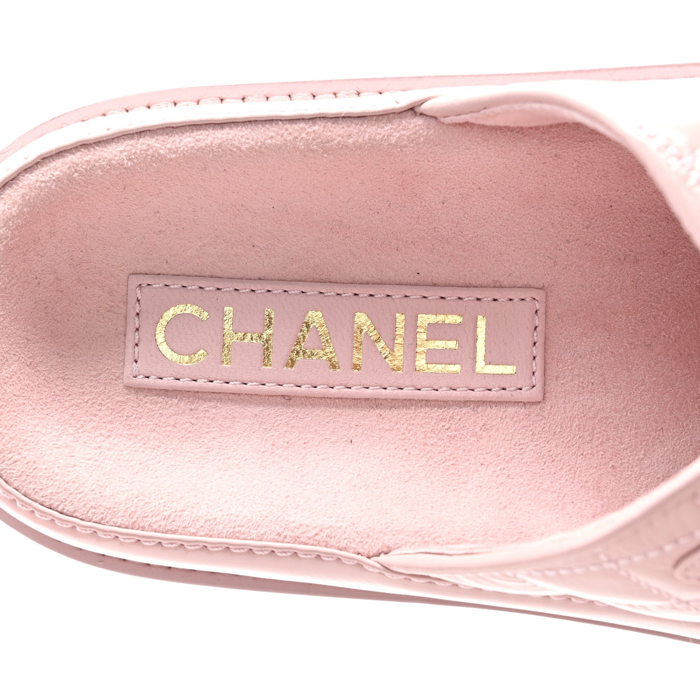 Shiny Calfskin Crystal Quilted Velcro Dad CC Slide Sandals 38 Light Pink
