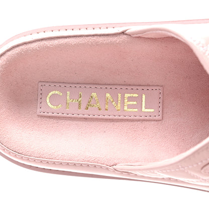 Chanel Shiny Calfskin Crystal Quilted Velcro Dad CC Slide Sandals 38 Light Pink 7 of 8