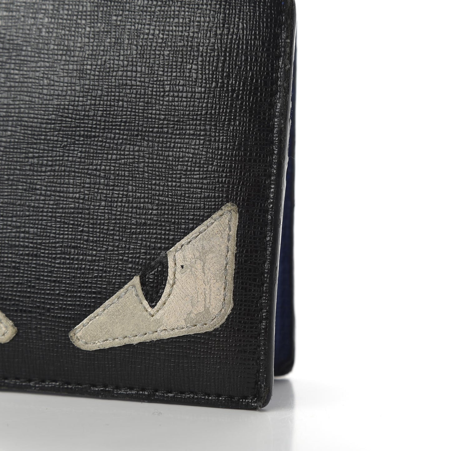 Vitello Elite Monster Eyes Inlay Bi-Fold Wallet Asfalto Blue