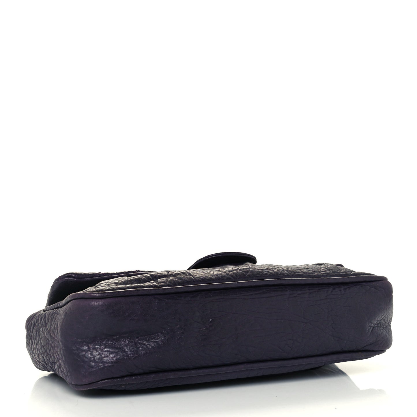 Distressed Lambskin Lady Braid Flap Dark Purple