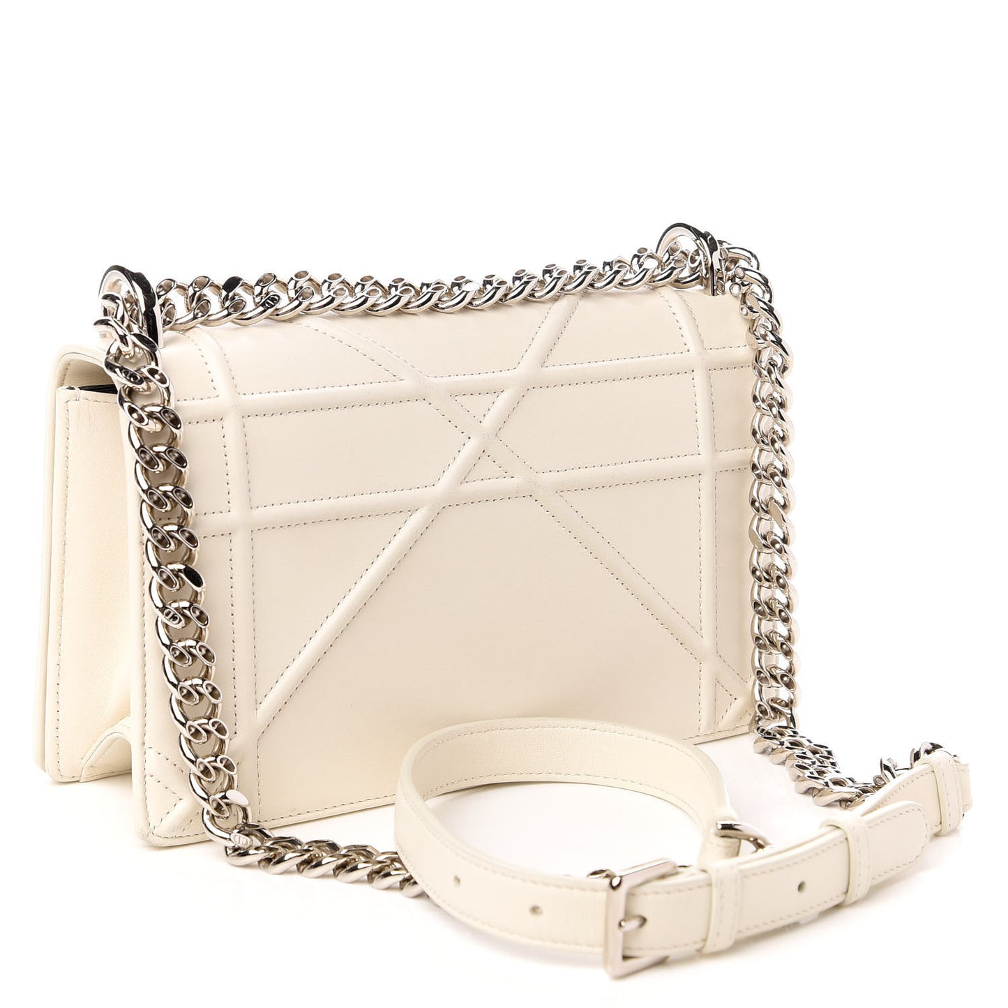Lambskin Small Diorama Flap Bag Off White