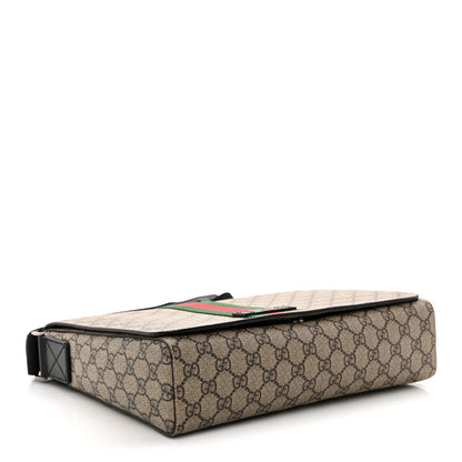 Gucci GG Supreme Monogram Web Flap Messenger Bag Black 4 of 10