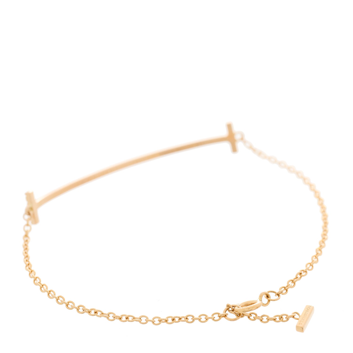 Tiffany 18K Rose Gold Diamond T Smile Bracelet 2 of 5
