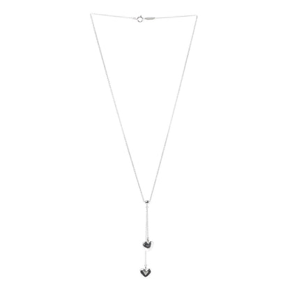 Tiffany Sterling Silver Double Heart Lariat Pendant Necklace 3 of 6