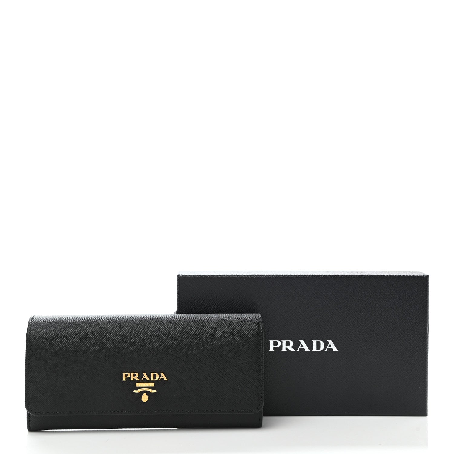 Prada Saffiano Continental Flap Wallet Black Ibisco 9 of 9