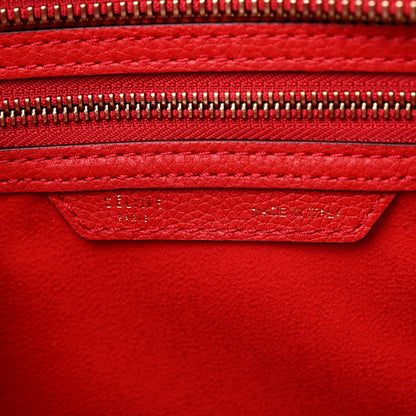 Celine Drummed Calfskin Micro Luggage Coquelicot 6 of 17