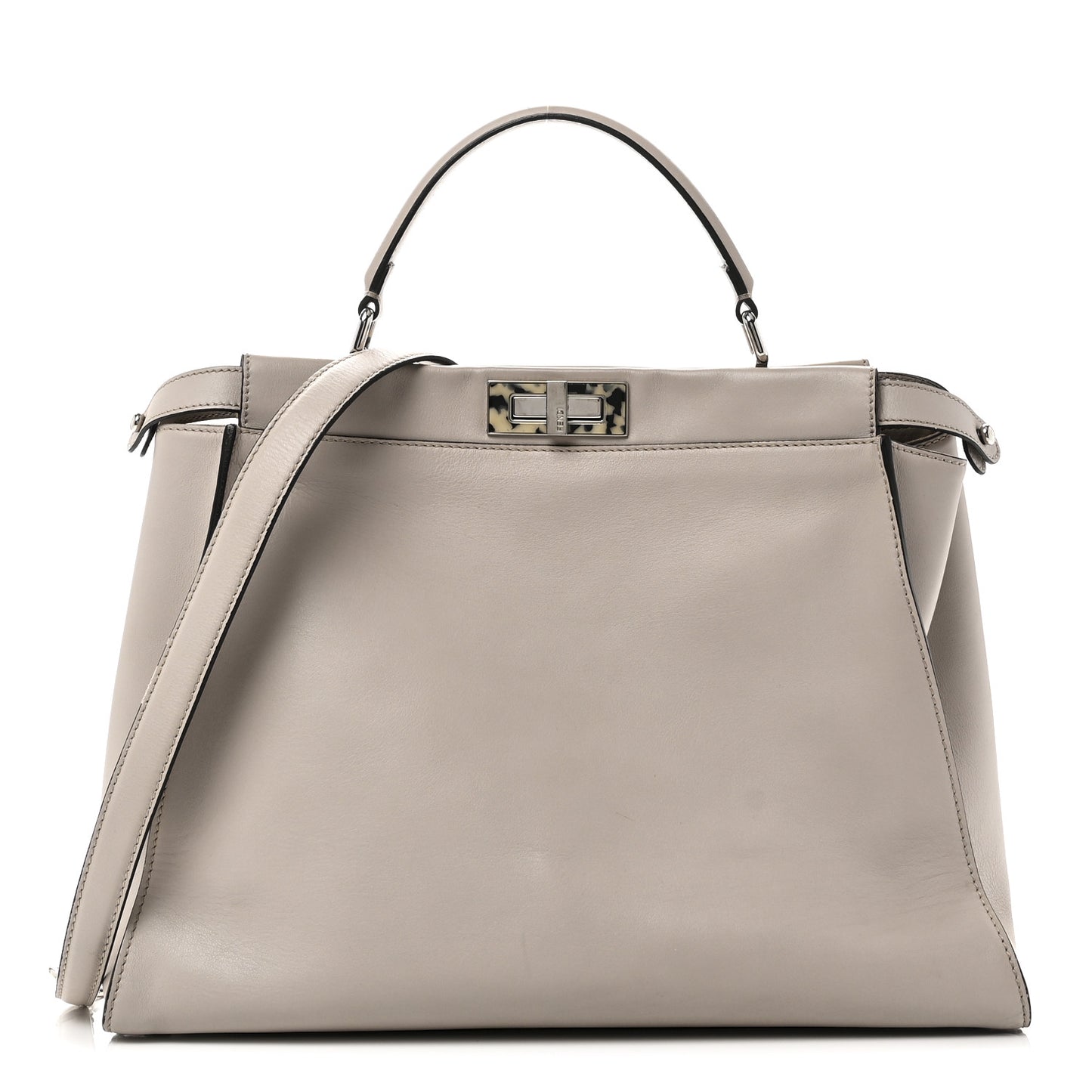 Vitello Seta Plexiglass Granite Large Peekaboo Iconic Satchel Polvere