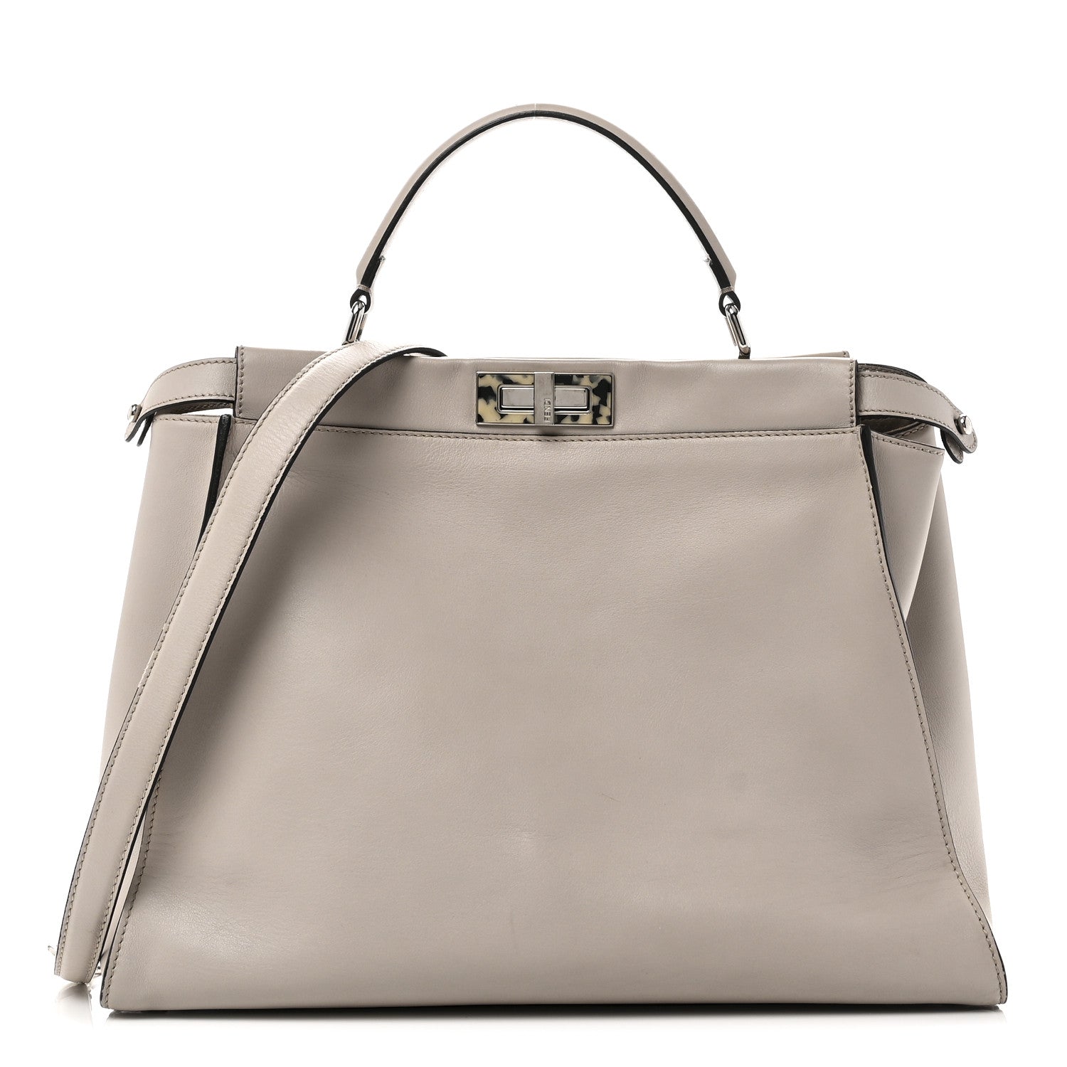 Fendi Vitello Seta Plexiglass Granite Large Peekaboo Iconic Satchel Polvere 1 of 10