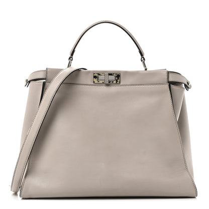 Fendi Vitello Seta Plexiglass Granite Large Peekaboo Iconic Satchel Polvere 1 of 10