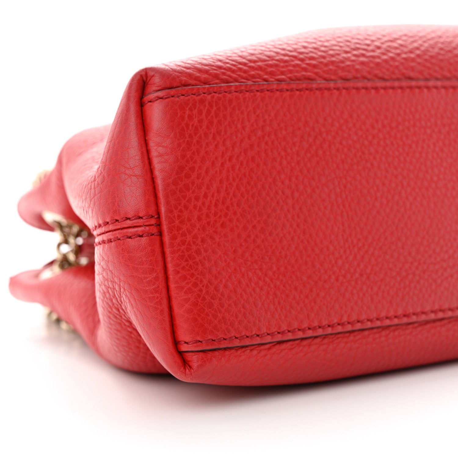 Gucci Pebbled Calfskin Small Soho Chain Shoulder Bag Tabasco Red 11 of 15