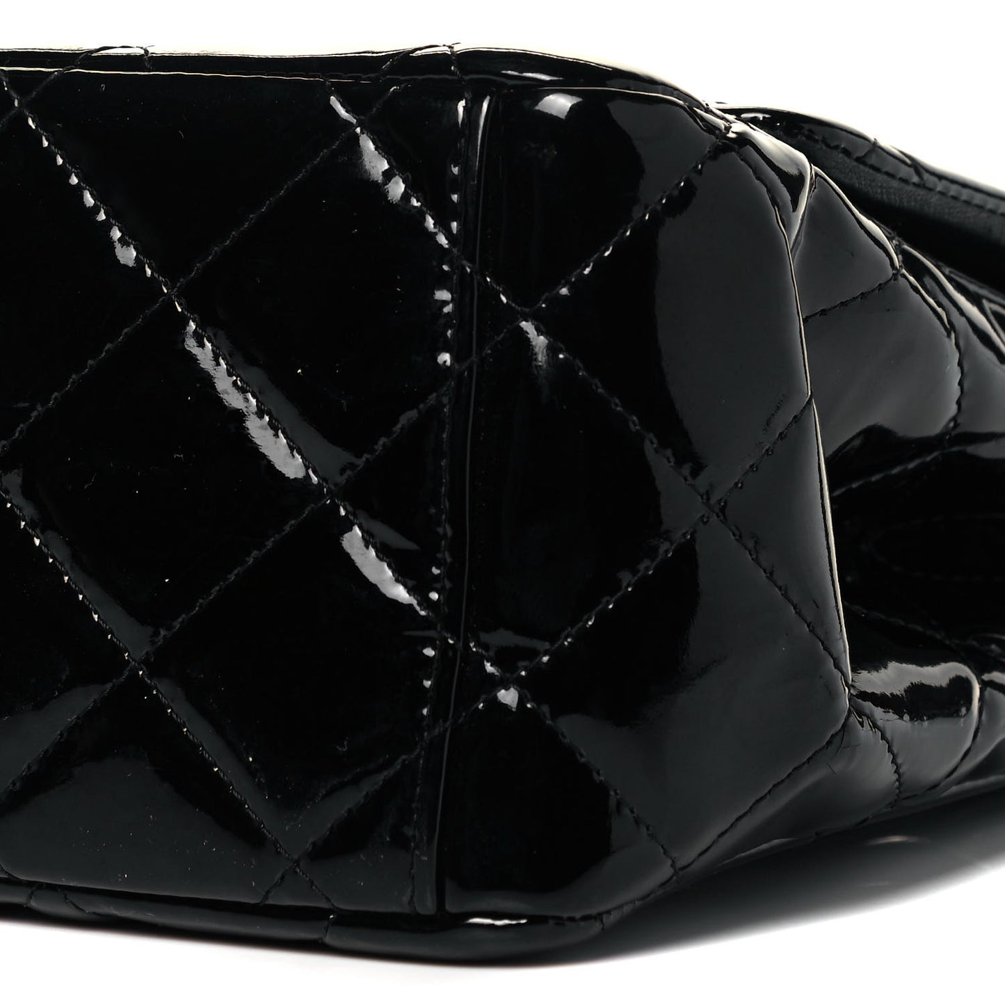 Patent Quilted Maxi Double Flap Black