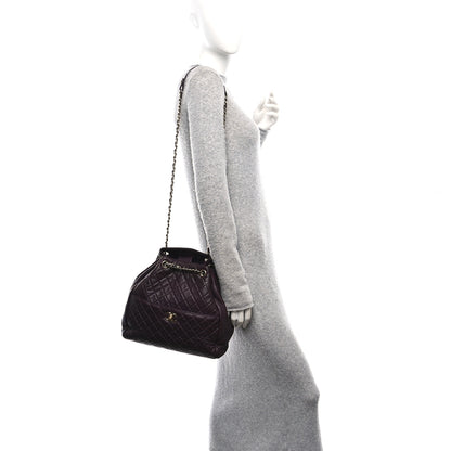 Chanel Lambskin Quilted Large Drawstring Shoulder Bag Dark Purple 2 of 10