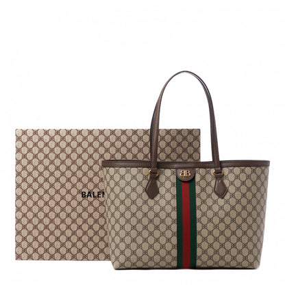 Gucci X BALENCIAGA BB Supreme Monogram Web Medium Ophidia Shopping Tote Beige New Acero 10 of 10