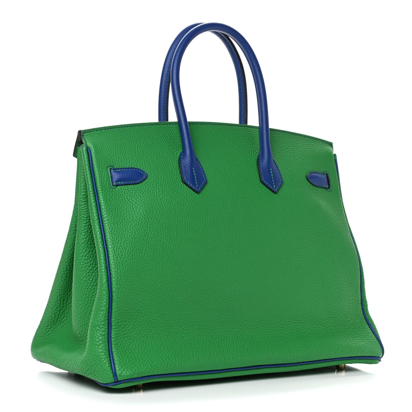 Togo Bi Color Horseshoe Birkin 35 Bamboo Bleu Electrique