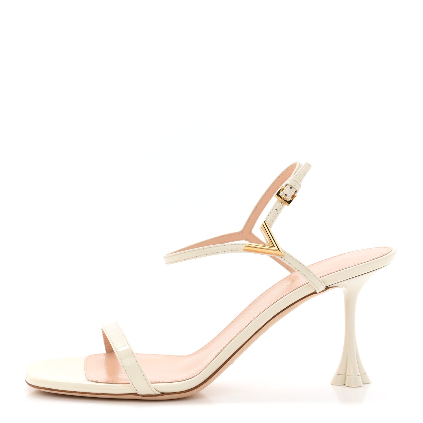 Patent Calfskin Blossom Sandals 37.5 White