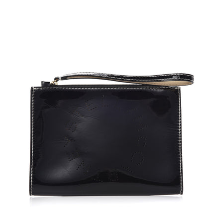 Stella McCartney Patent Faux Leather Perforated Logo Pouch Black 1 of 9