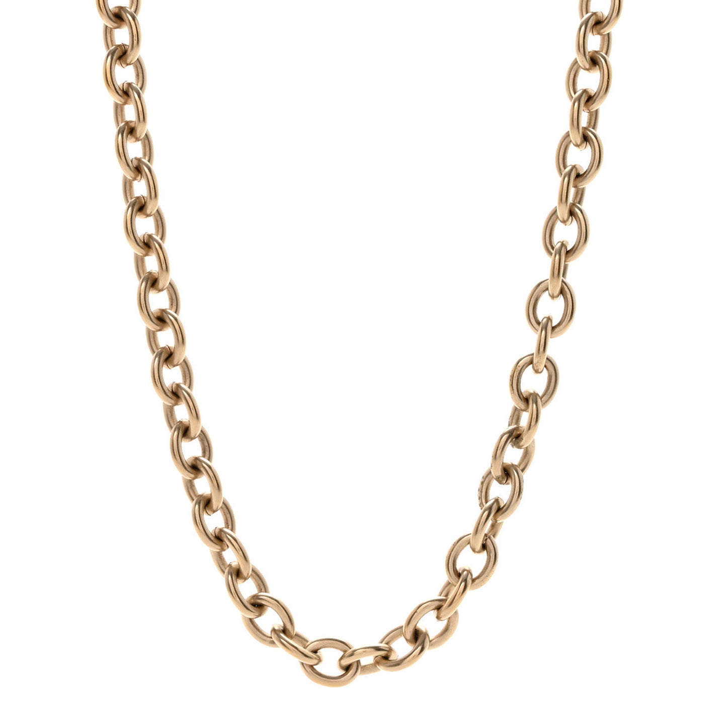 Quilted CC Pendant Chain Necklace Light Gold