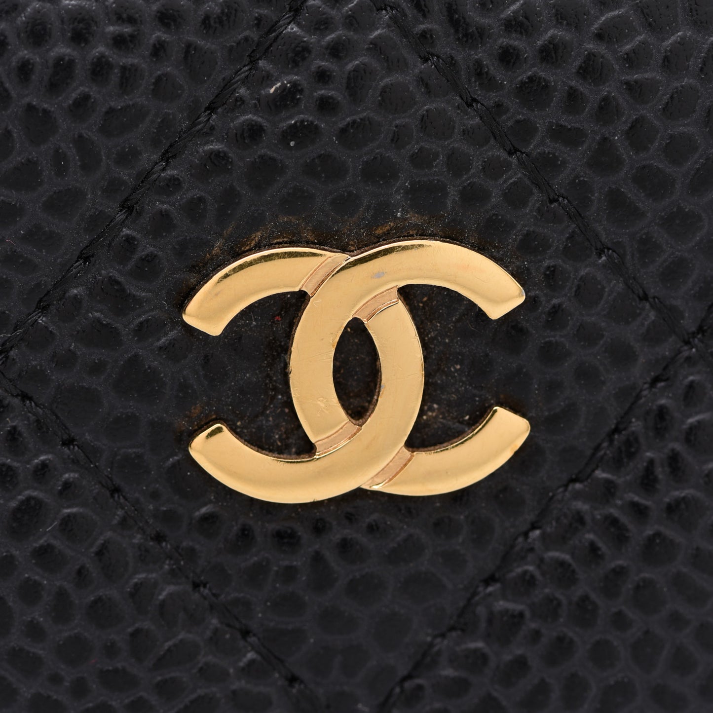 Caviar Quilted Card Holder Black