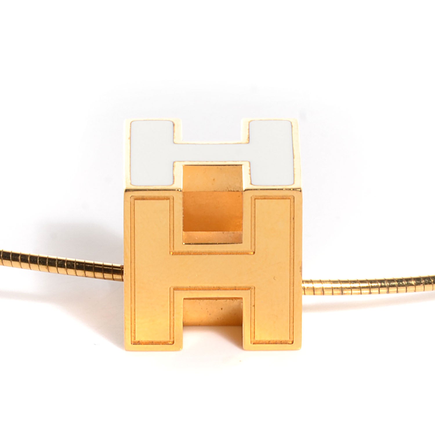 Hermes Enamel Cage d'H Necklace Gold White 6 of 6