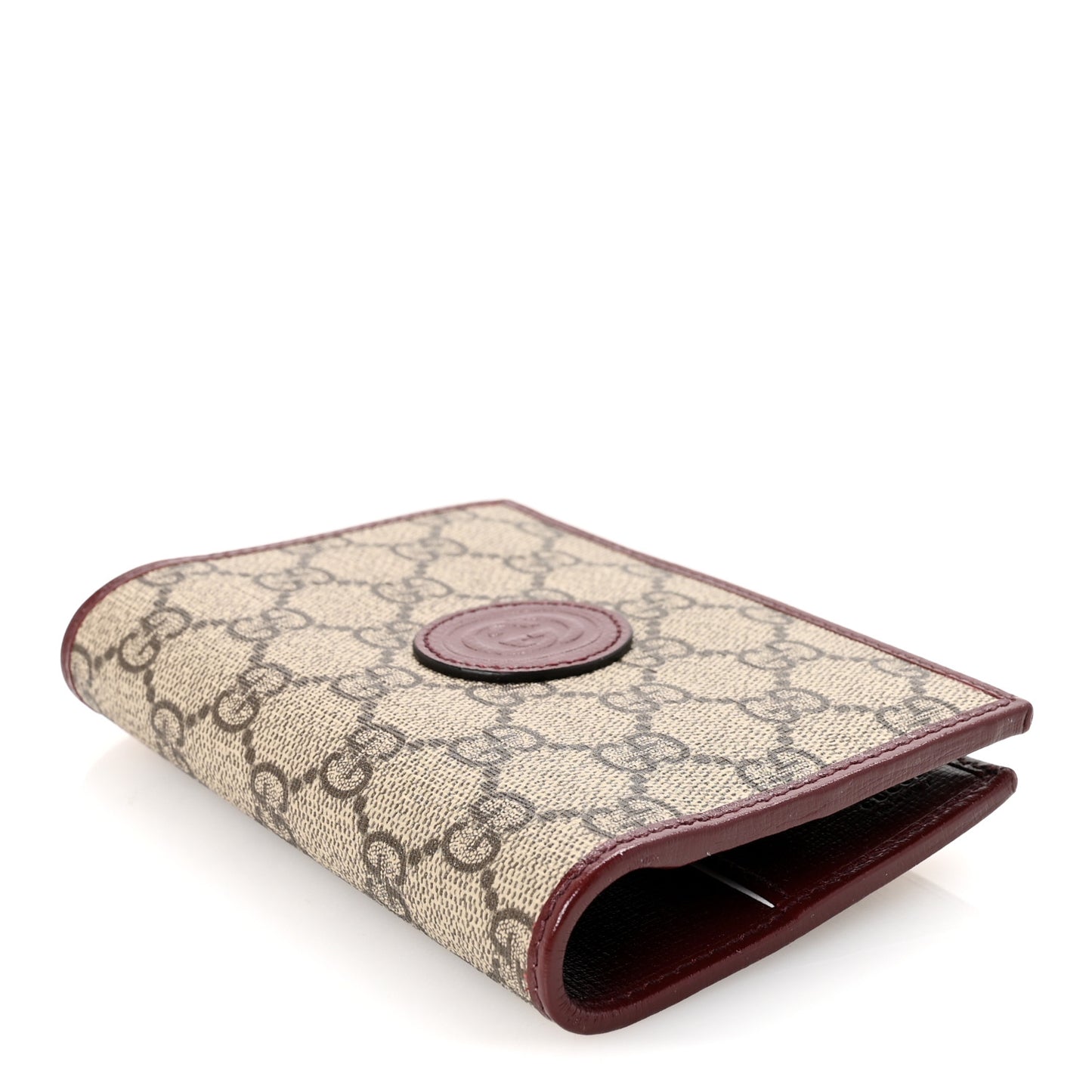 GG Supreme Monogram Azalea Calfskin Retro Interlocking G Passport Case Beige Red