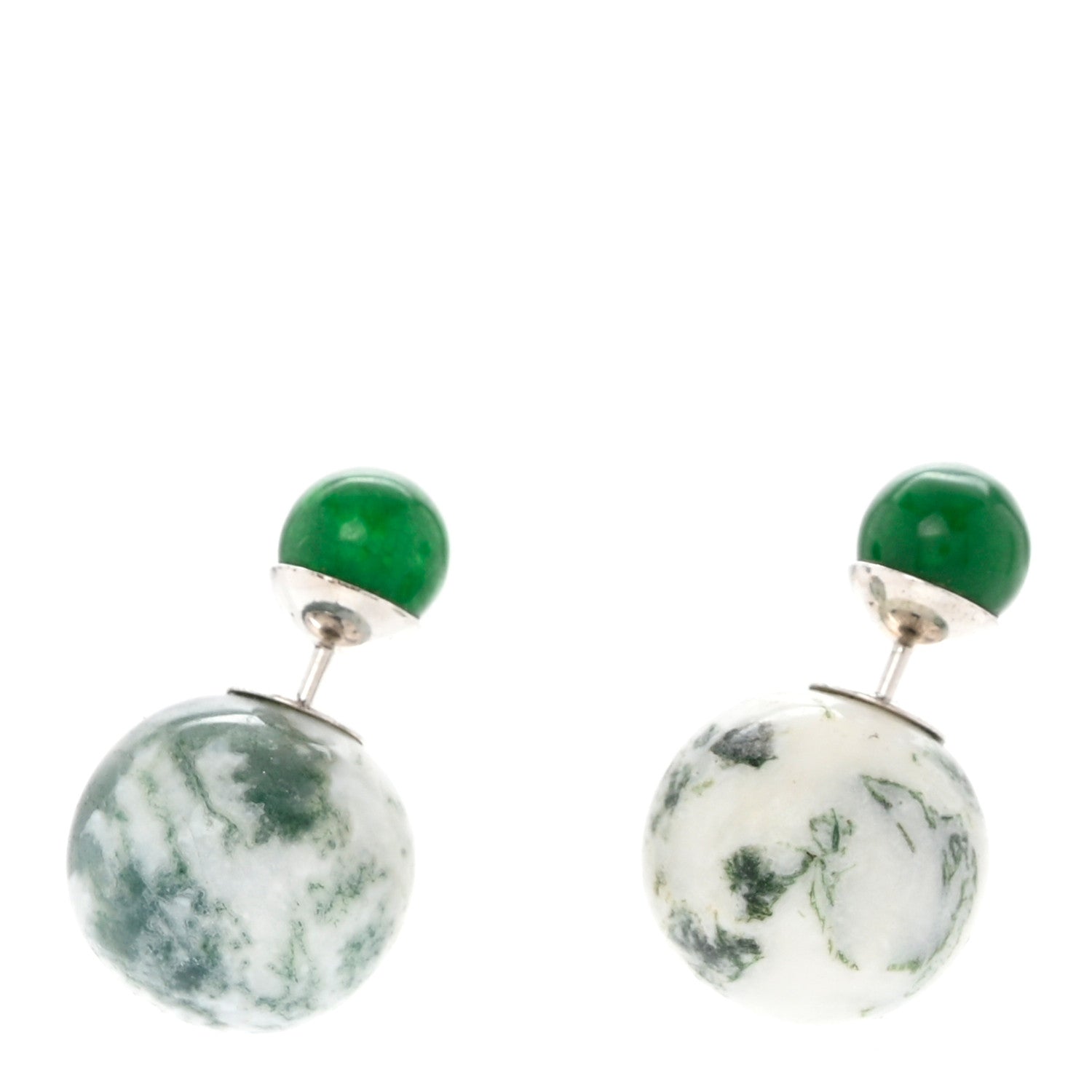 Christian Dior Palladium Mise En Dior Tribal Earrings Green 1 of 4