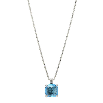 David Yurman Sterling Silver Diamond Blue Topaz 14mm Chatelaine Pendant Necklace 1 of 5