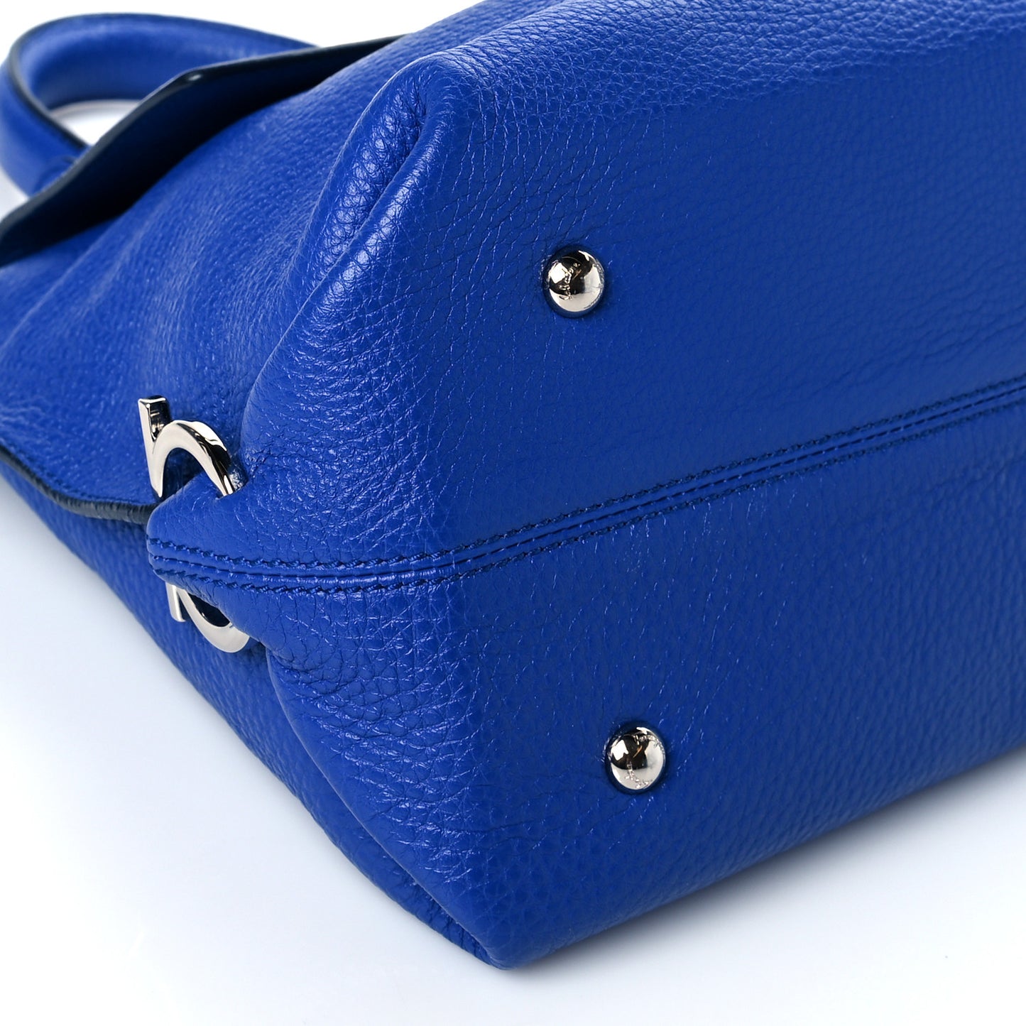 Grained Calfskin Sofia Satchel Blue