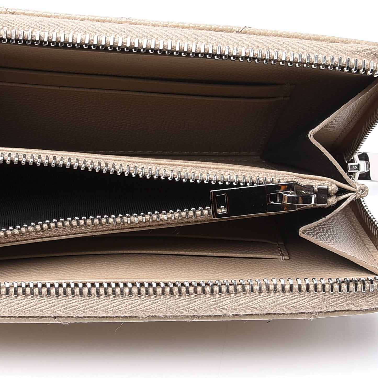 Grain De Poudre Matelasse Chevron Monogram Zip Around Wallet Beige