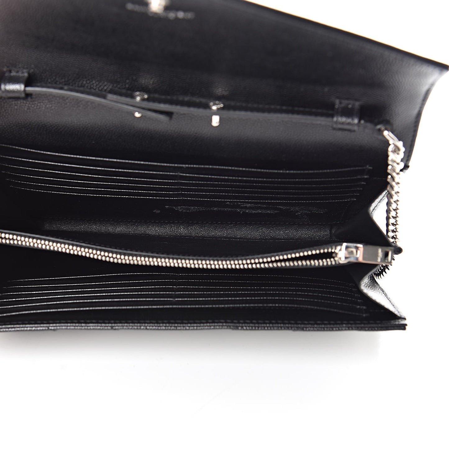 Grain De Poudre Matelasse Chevron Monogram Chain Wallet Black